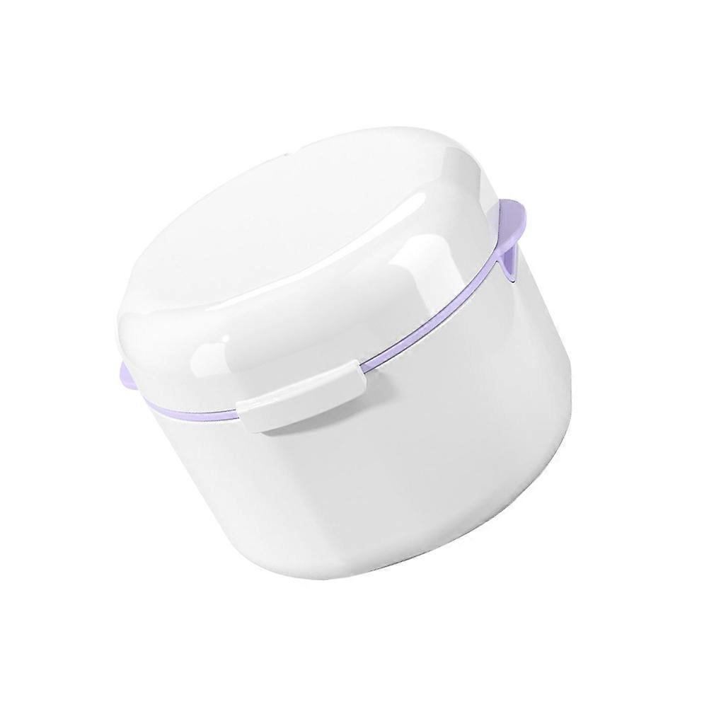 Portable Denture Case for Storage Made of Strong Plastic White Color Small and Durable 3.5 Inches