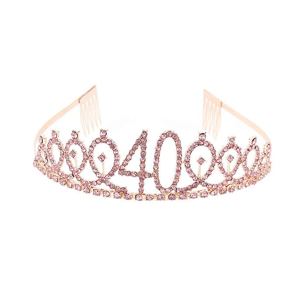 Pink Rhinestone Crown with Alloy Insertion Comb for Decoration and Stable Wearing One Size Fits All