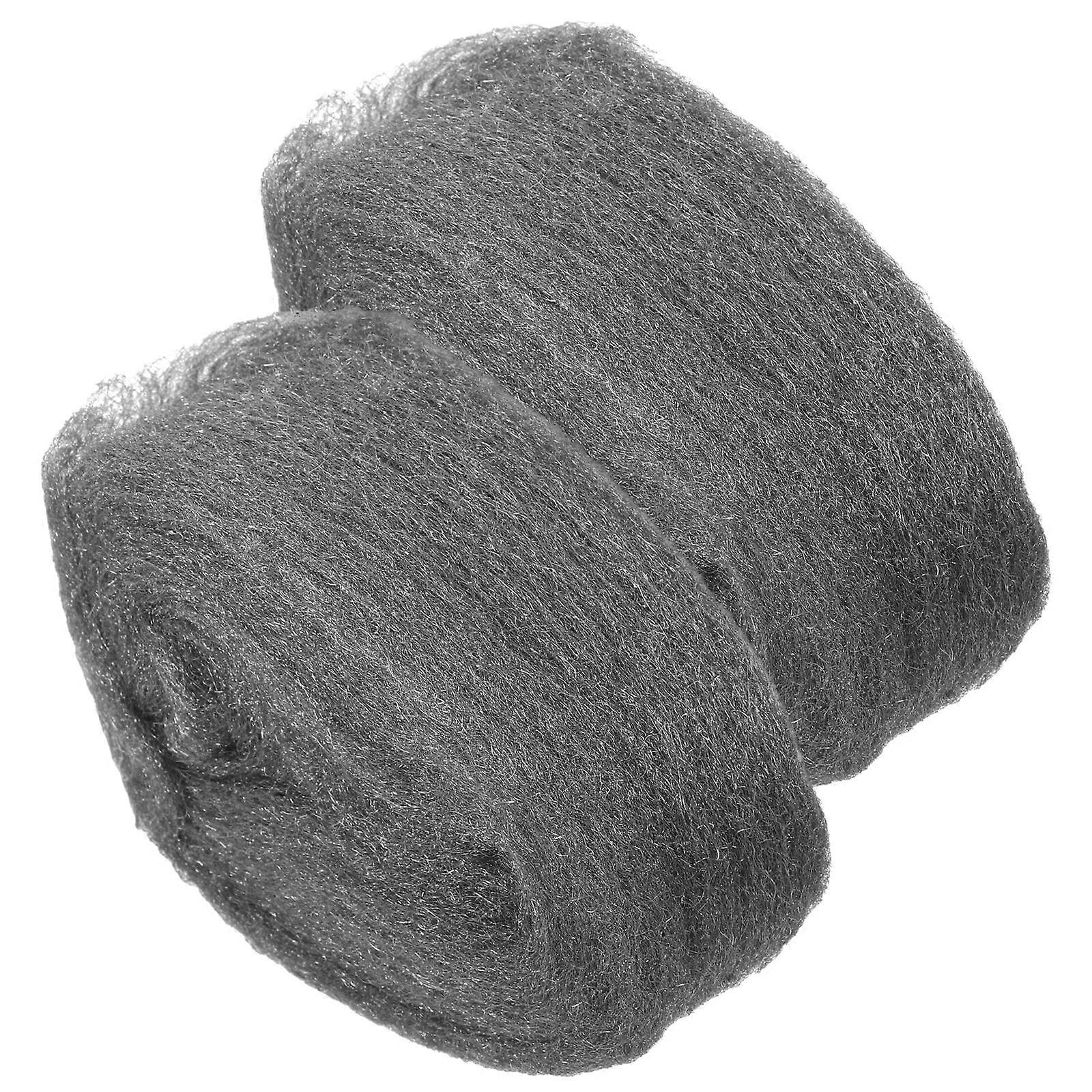 Steel Wool for Home Cleaning Reusable on Metal Glass Rubber Grey Steel Wire for Various Surfaces 2pcs