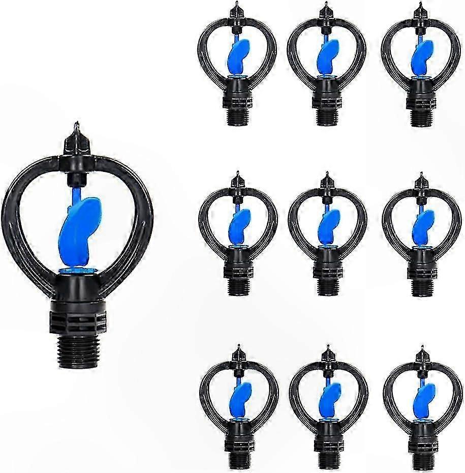 10-Pack 360° Rotating Plastic Sprinkler for Garden and Lawn Irrigation Systems