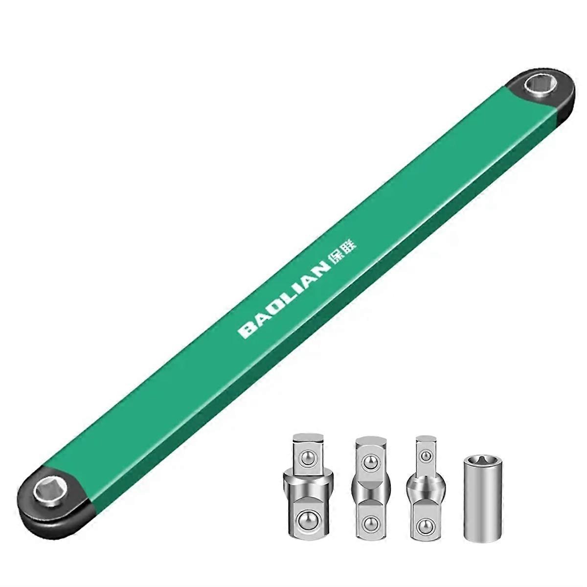 Dual Head Offset Extension Wrench Multi Functional Tool with Drive Adapters Universal for Tight Spaces