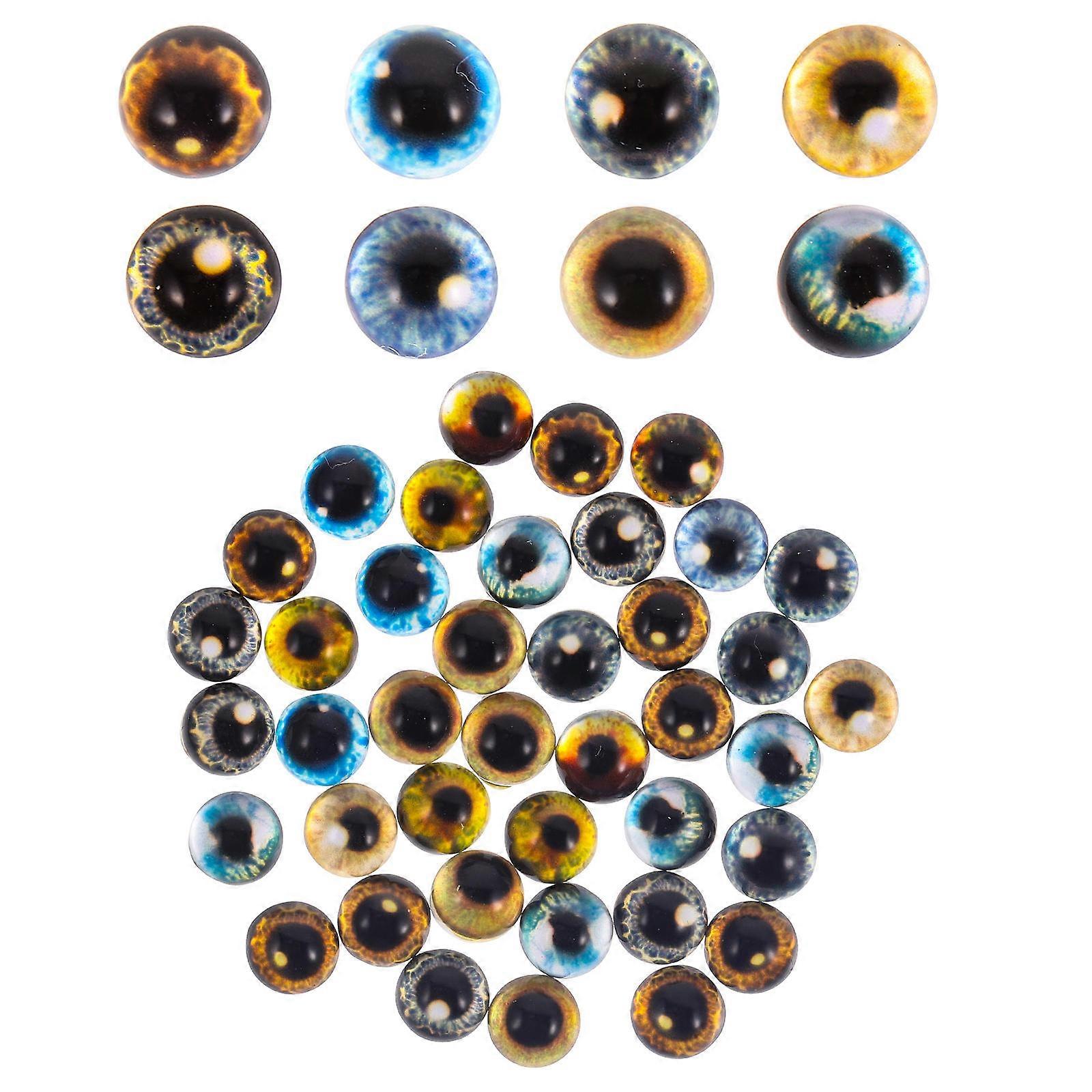 Glass DIY Eyeball Decors for Jewelry Making Assorted Color Lifelike Designs 40 Pieces