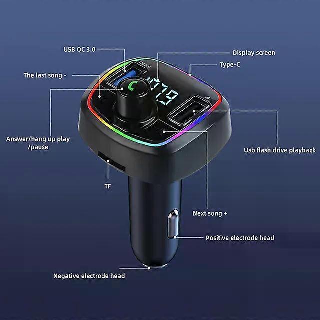 Bluetooth 5.0 FM Transmitter MP3 Player Wireless Audio Receiver PD 18W QC3.0 USB Fast Charging Handsfree Car Kit FM Modulator