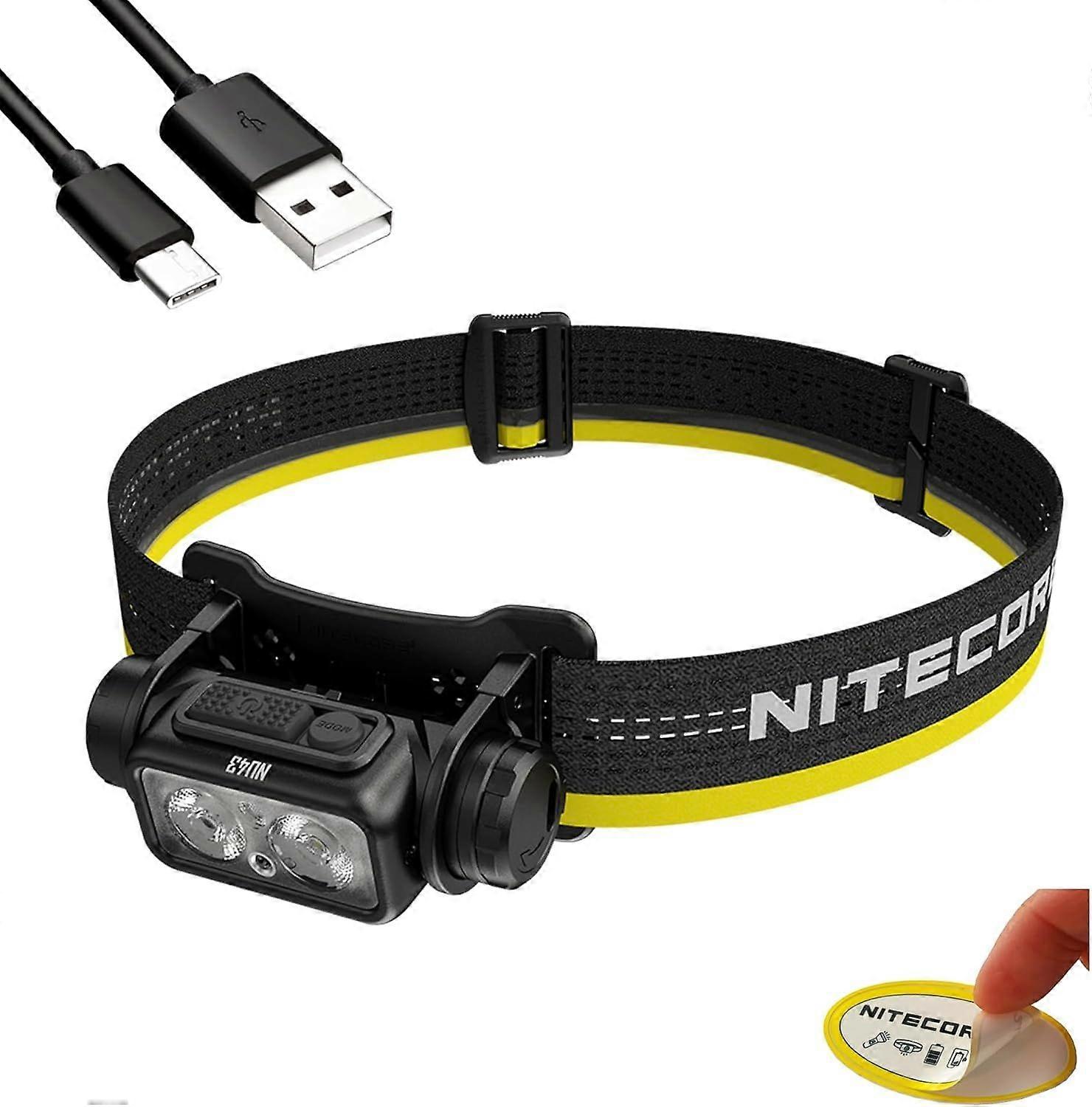 Rechargeable Headlamp, 1400 lumens USB-C Bright Lightweight for Camping, Running, or Working(Black)