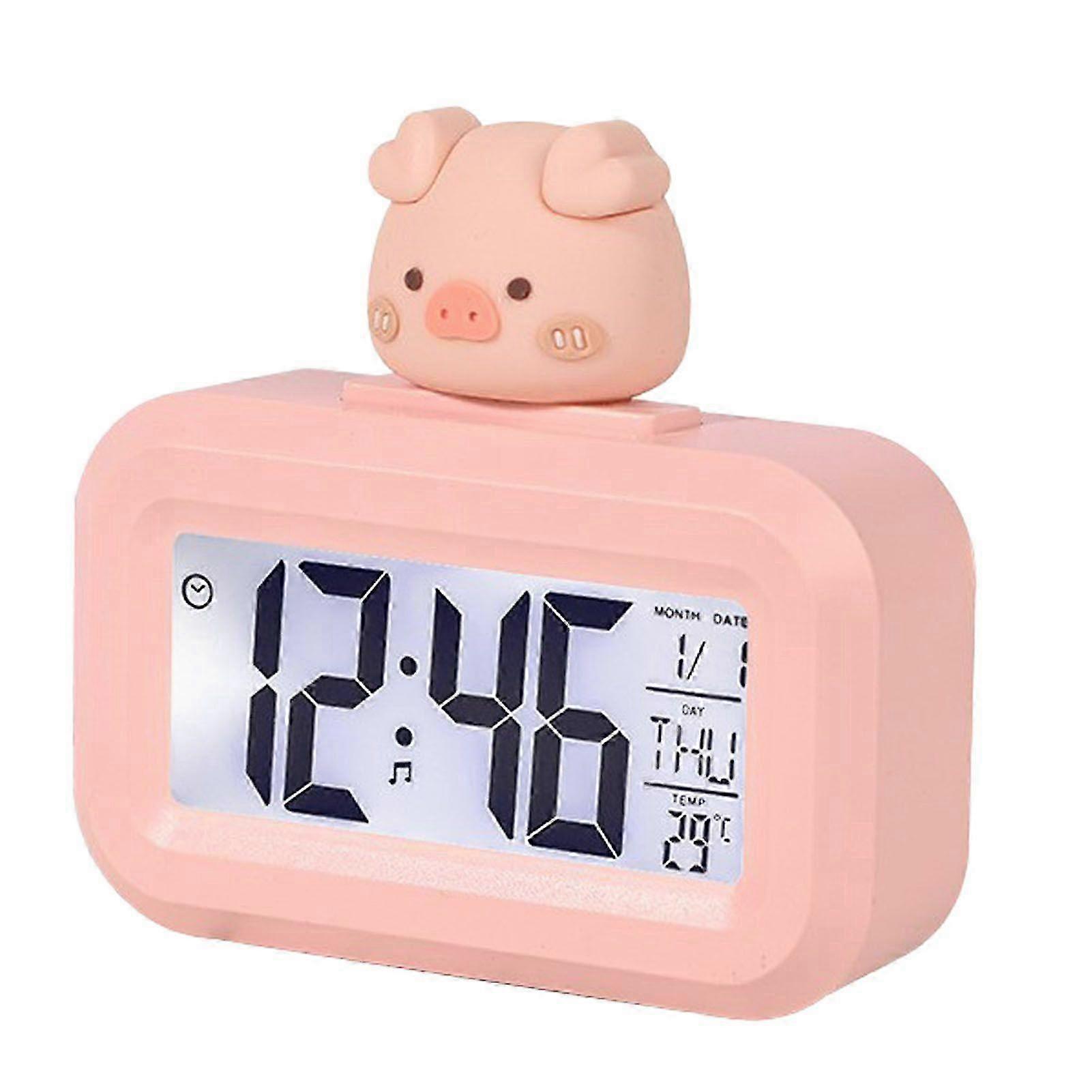 Electronic Clock Cute Cartoon LED Screen Desktop Electronic Alarm Data Time Calendar Temperature Clock
