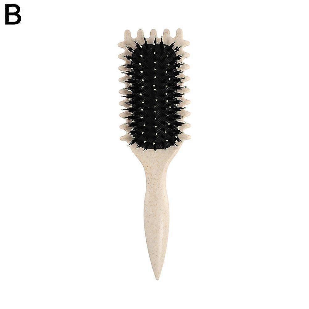 Cujmh Wild Boar Bristle Curling Brush, Detangling & Styling Hair Brush for Curly Hair, 7.2 inches