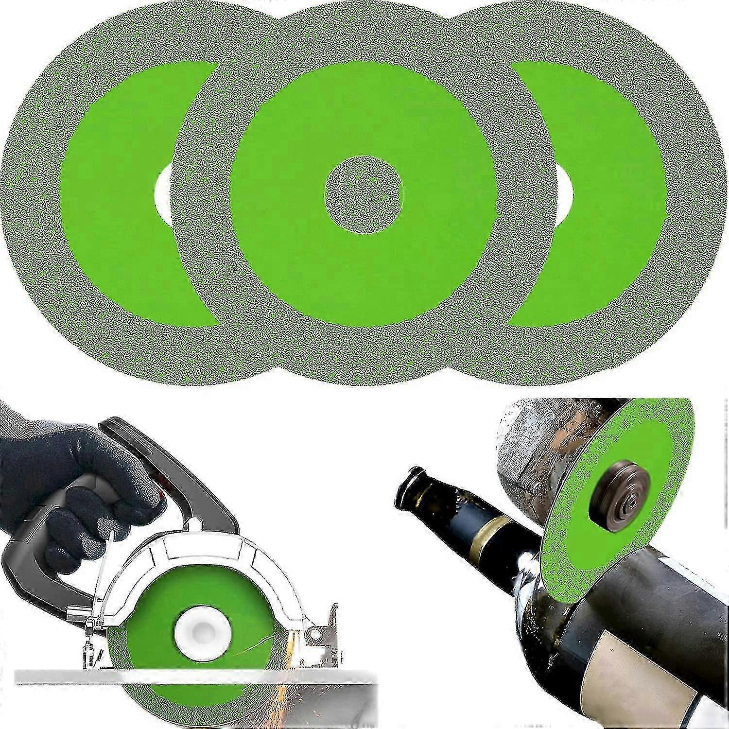 Ceramic cutting disc for angle grinder - thin glass saw blade wheel - 3pcs green