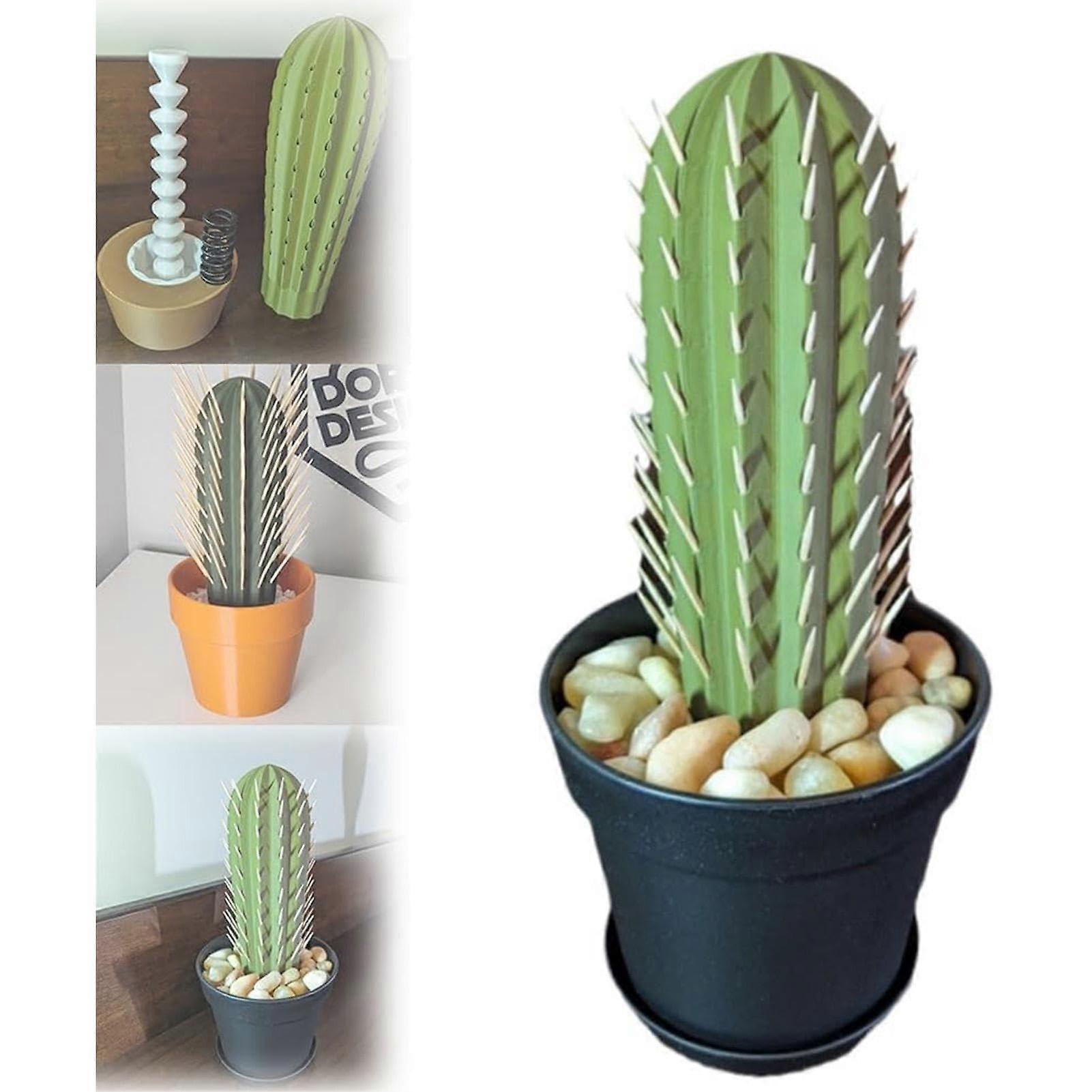 Cactus Toothpick Holder 3D Printed Cactus Dispenser 117Hole Design Light Green Easy Access Table Decor