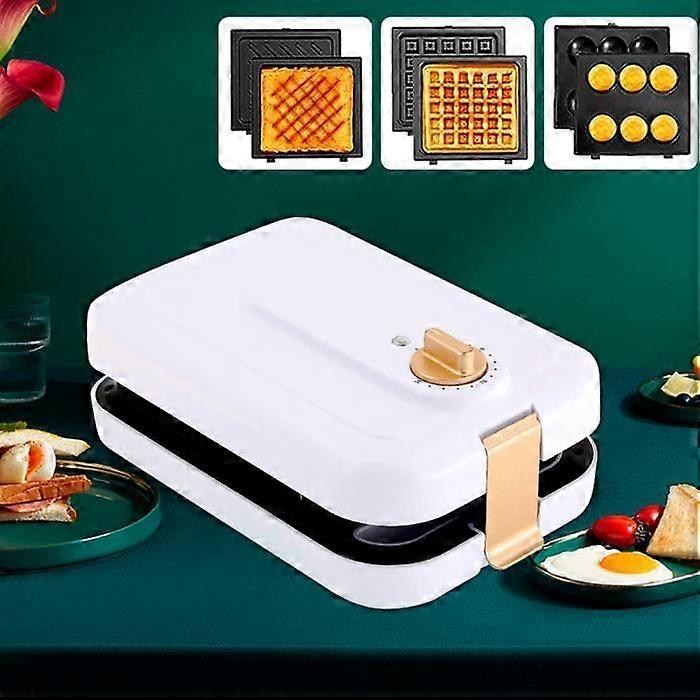 JOULLI 3-in-1 multifunction waffle maker, Croque Monsieur, Waffle Sandwich, Grill and Waffle Maker, Non-stick, High Power 600W