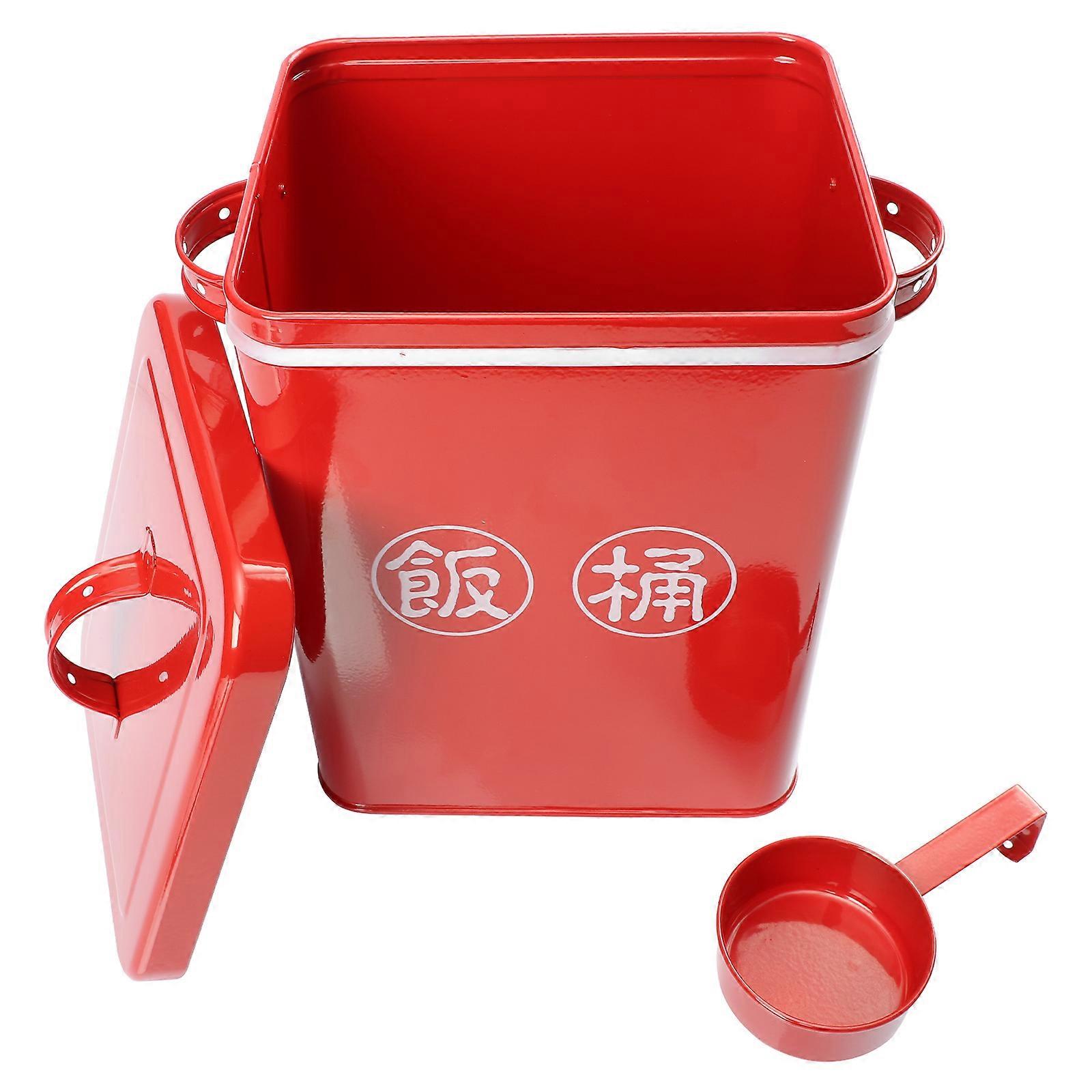 Red Pet Food Bucket for Home Use 2Pcs Sealed Storage Containers for Pets