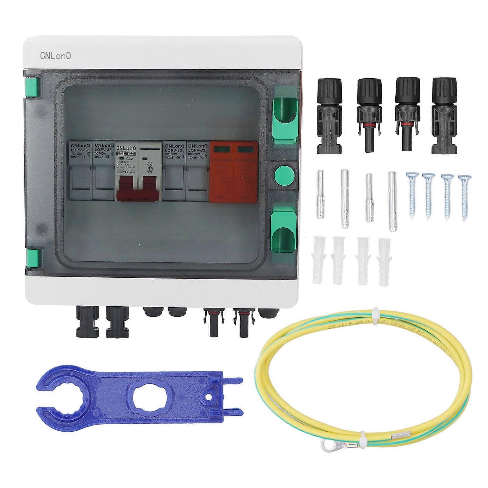 Coffret de combinaison PV étanche à 2 chaînes avec fusible 15 A et disjoncteur 32 A DC 500 V