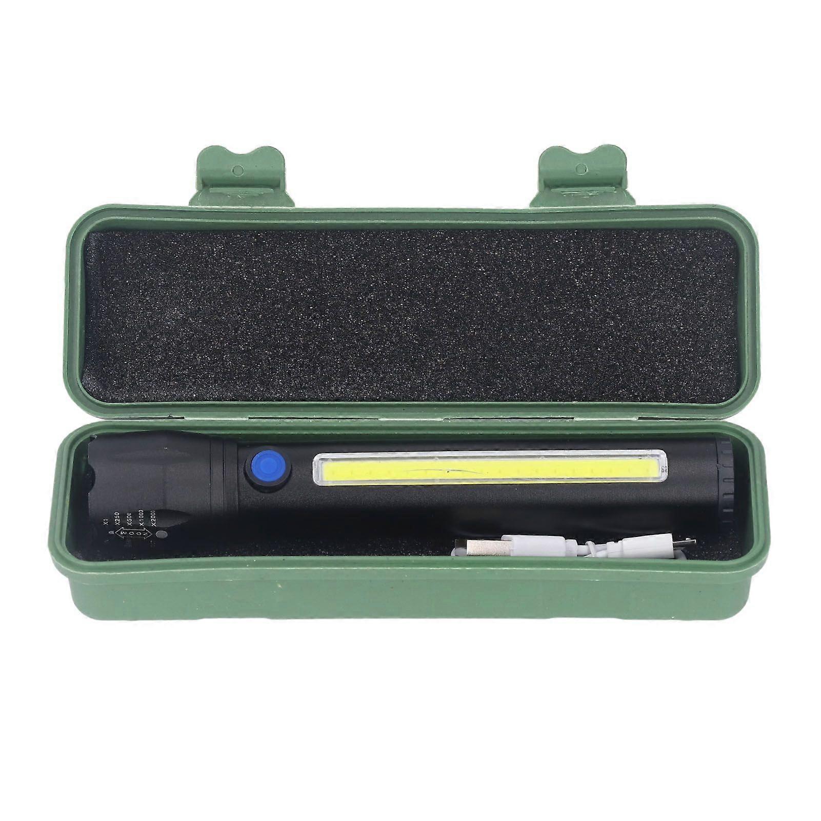 Outdoor LED Flashlight USB Rechargeable Long Range COB Super Bright Flashlight Telescopic Zoom Handheld Powerful Torch