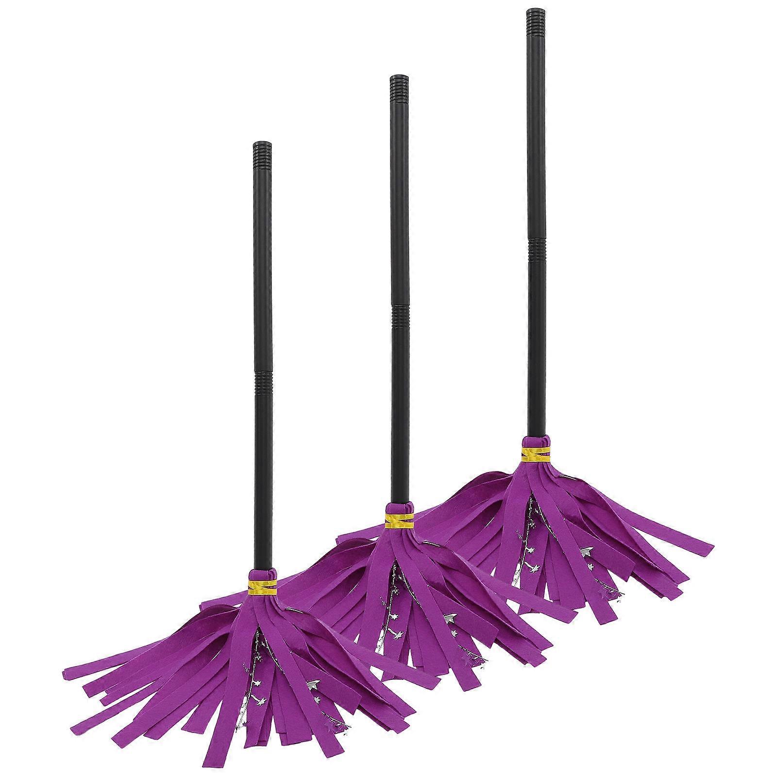 Halloween Costume Accessories Witch Broom Halloween Party Purple Plastic Costume Accessory 3Pack