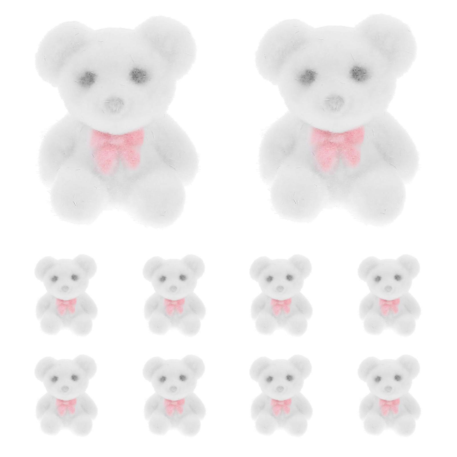 Miniature Bear Figurines Flocked Bear Figurines for Home Use 10Pcs Set