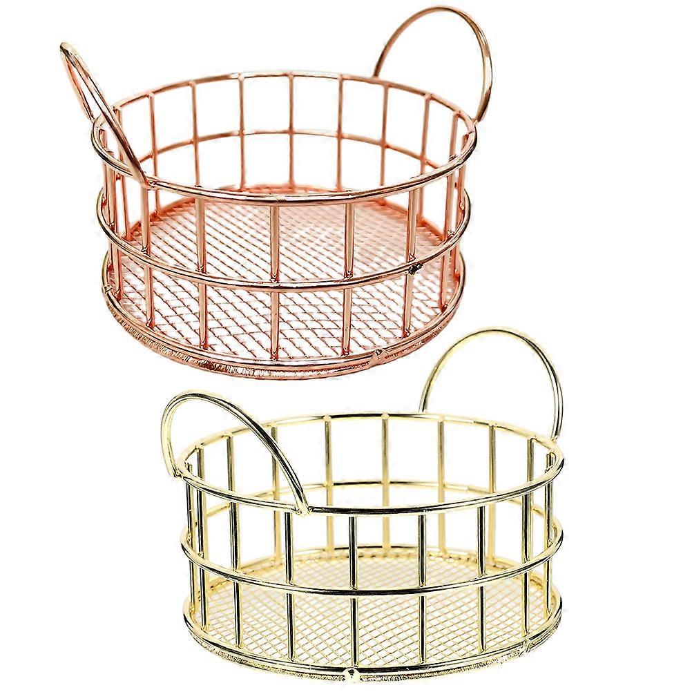Cat Ear Storage Basket Metal Organizer for Home Use 2Pcs Desk Container