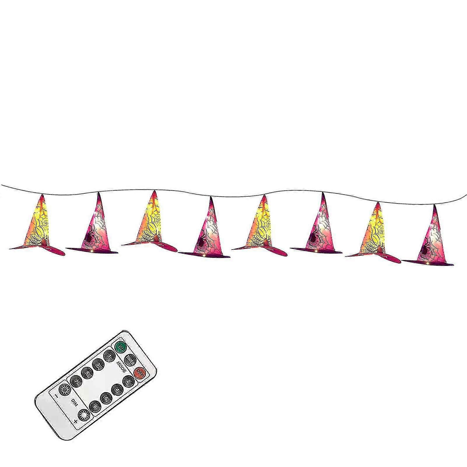 Seasonal & Holiday Decorations Halloween Decorations 8 Pcs Lighted Hanging Witch Hats With 8 Light Modes Remote Control Lighted Halloween String Light