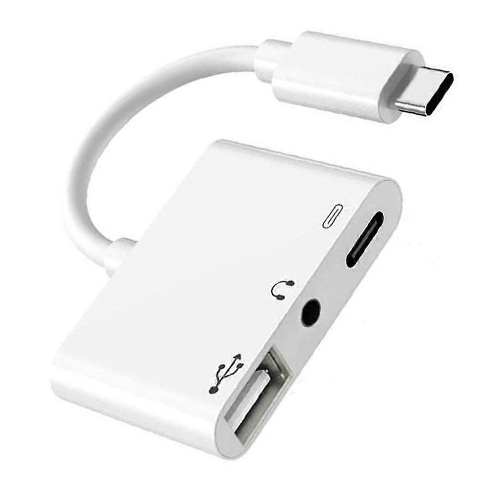 Type-C Headphone Adapter 3-in-1 for Professional Use with Durable ABS Material 3-in-1