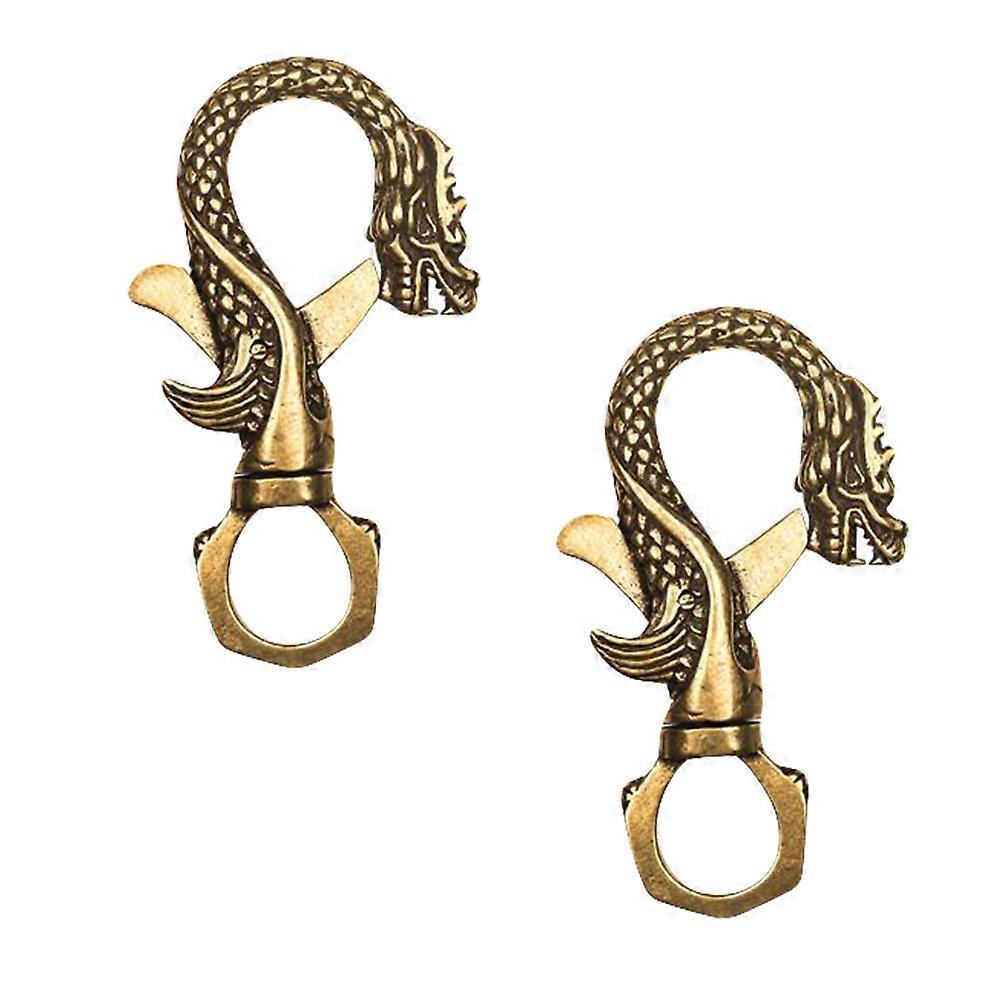 Golden Brass Key Ring for Practical Use 2Pcs Vintage Car Key Chains