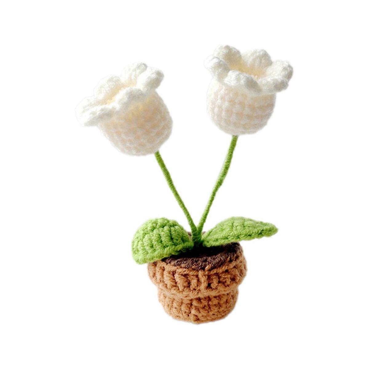 H Hand-Knitted Flowers Potted Crochet