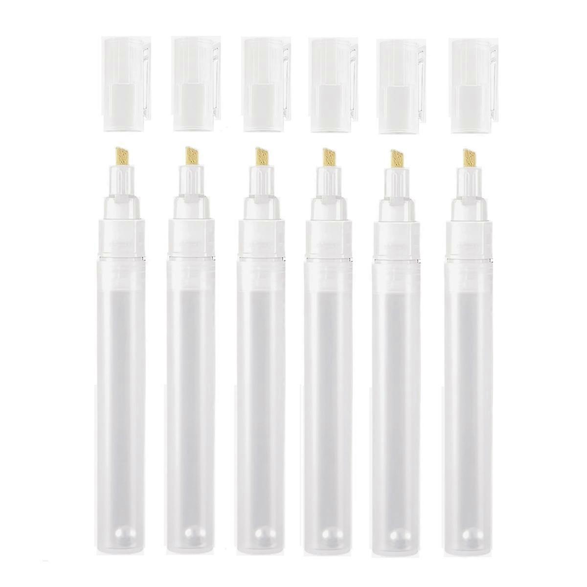 6Pcs Empty Fillable Blank Paint Touch Up Pen Markers, 6mm