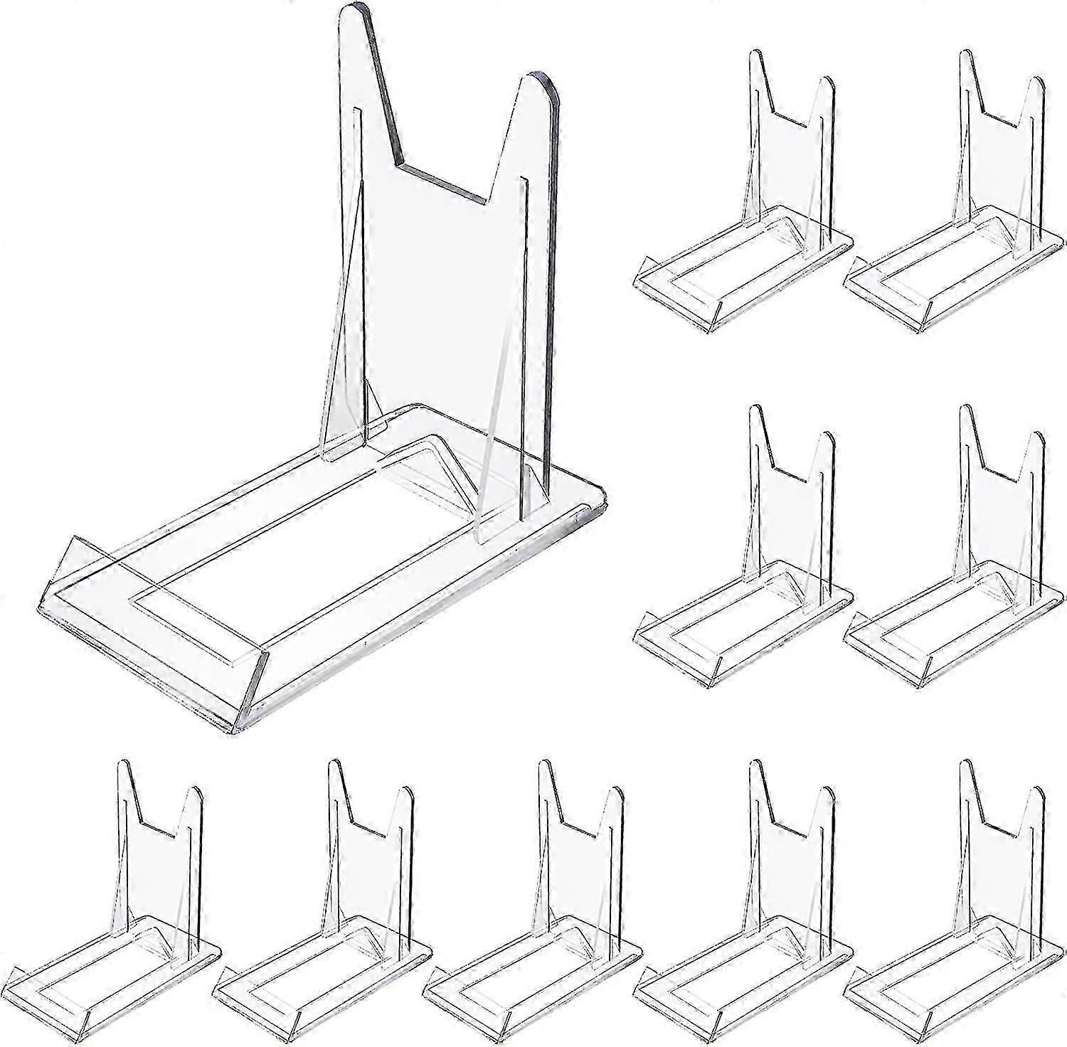 Set of 10 Mini Adjustable Clear Acrylic Display Stands for Dinner Plates, Photos, Place Cards