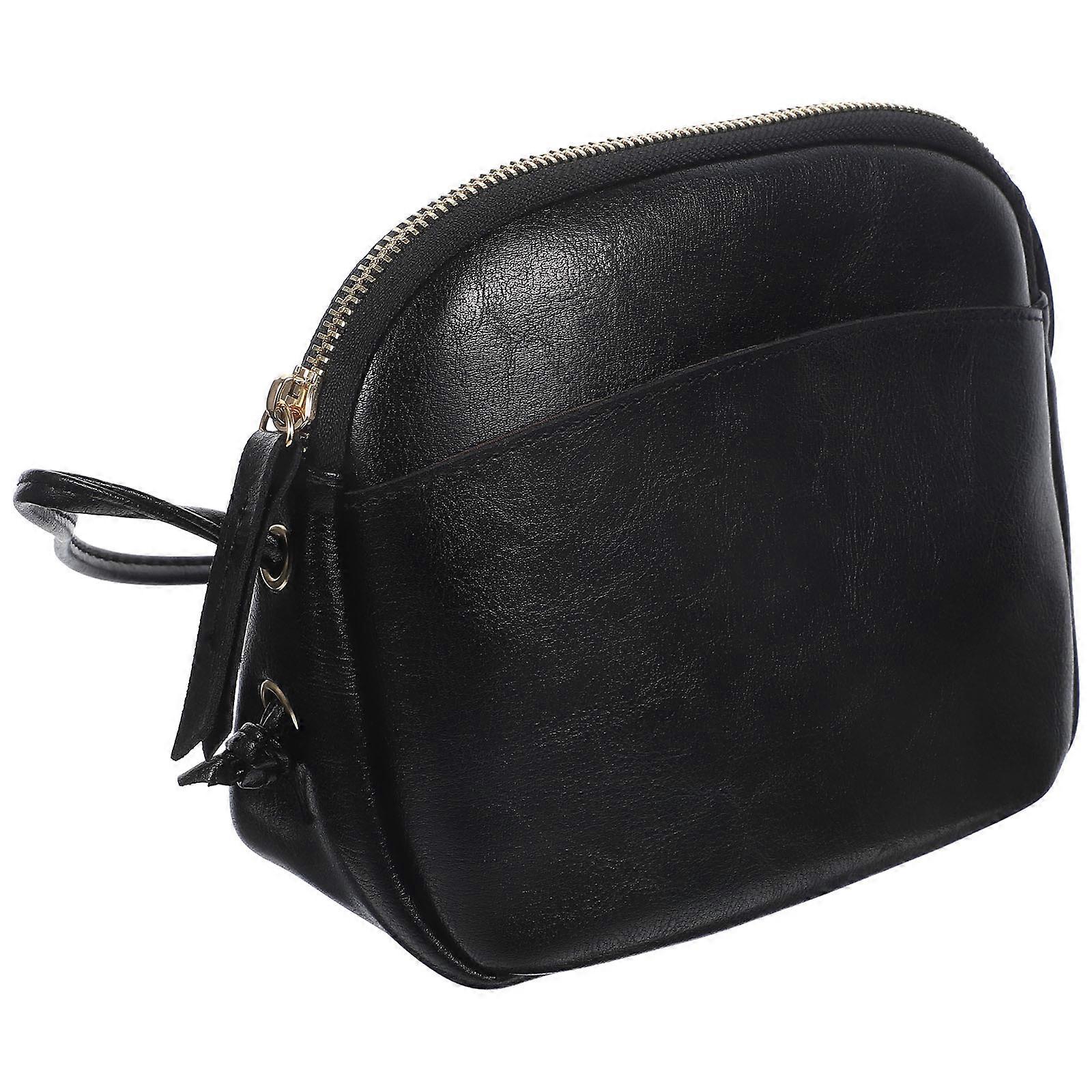 Mini Shoulder Bag Shell Bag for Women Use 2Pcs PU Black Simple Crossbody