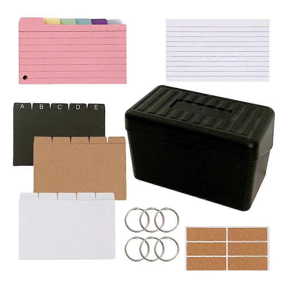 Flashcard Box Desktop Index Cards with Lines for Study Use 2Pcs
