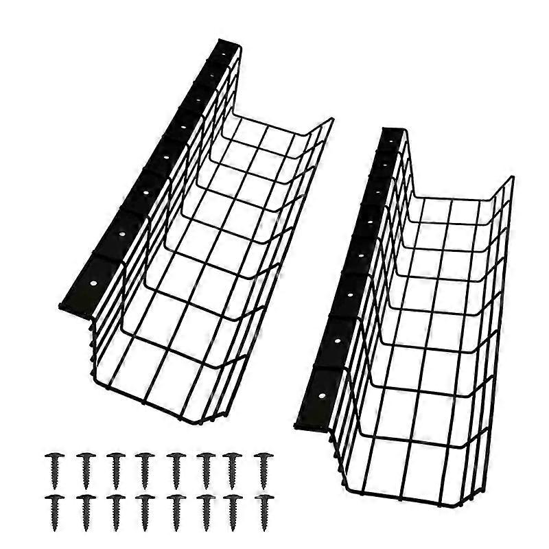 2Pcs Under Desk Cable Management Tray Metal Cable Tray to Hide Cables