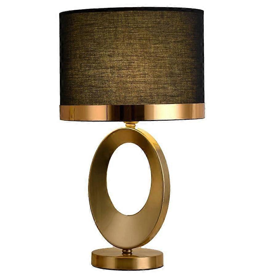 Simple Desk Lamp E27 Socket Modern Black Fabric Lampshade Gold Metal Base Bedside Table Lamp