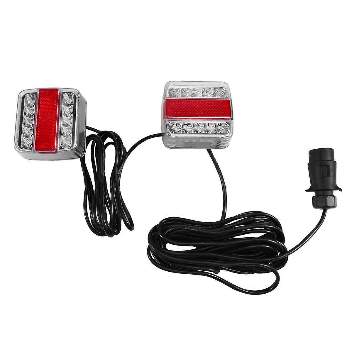 1Set 12V Rear Towing Trailer Tail Light 7 Pin Plug Brake Stop Indicator License Number Plate Lamp Re