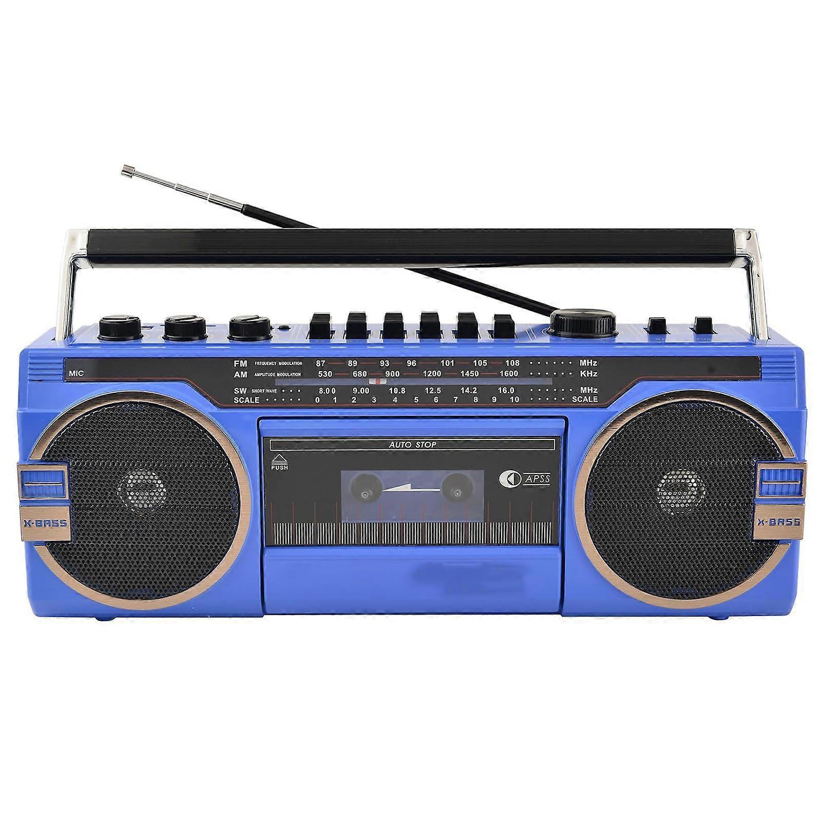 Classic Retro CD Player Portable Bluetooth Cassette Recorder With AM/FM Radio And Volume Adjustment Knobs