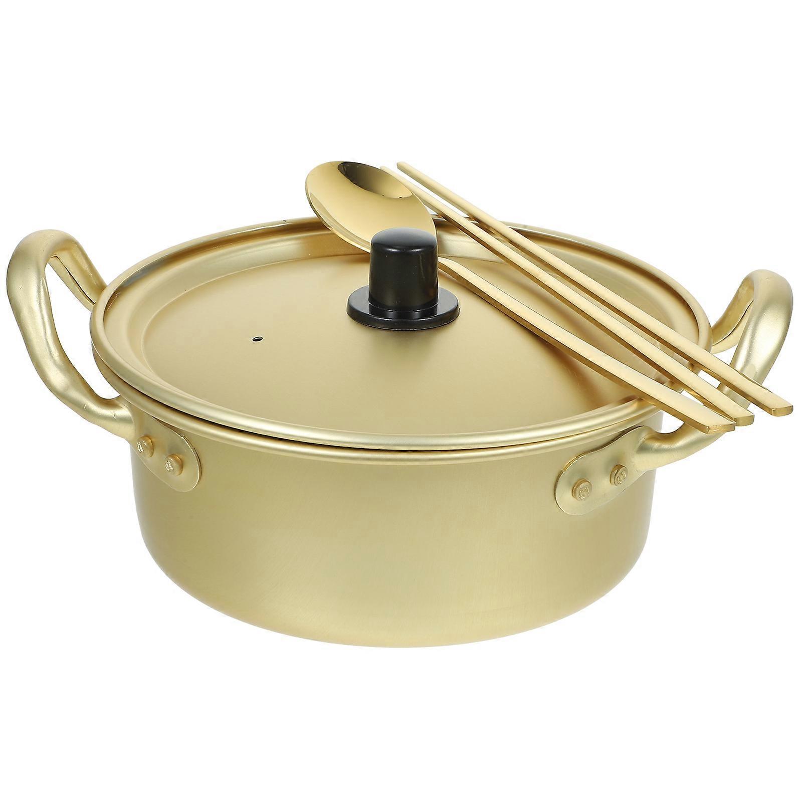 Aluminum Instant Noodle Pot Cooking Pot Double Handle with Spoon 5Sets