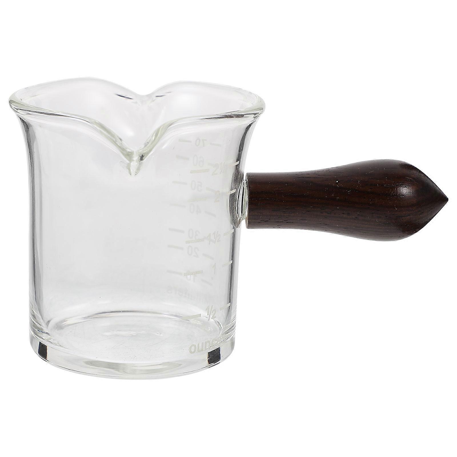 2Pcs Measuring Cup With Wooden Handle For Restaurant And Hotel Use 2.48X2.36X2.36in Perfect For Sauces And Milk Dispensing