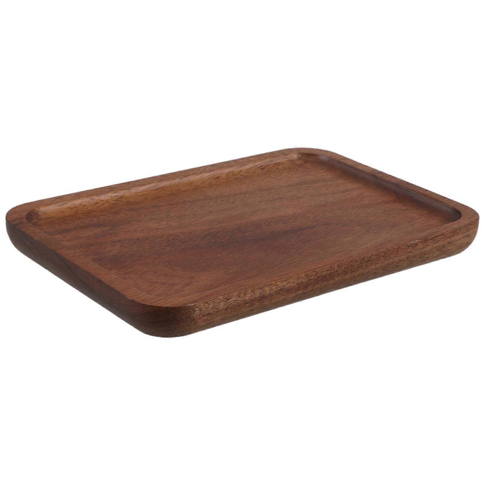 Wooden Cake Serving Plate for Casual Dining Parties Display Use Coffee Color 1Set
