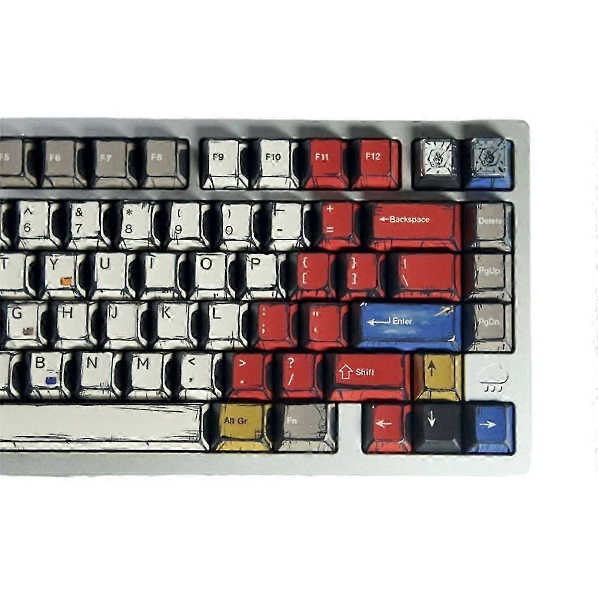 PBT Comic Style Keycaps Cherry Profile 141 Keys Keycaps Set Suitable Cherry MX Switches for Mechani