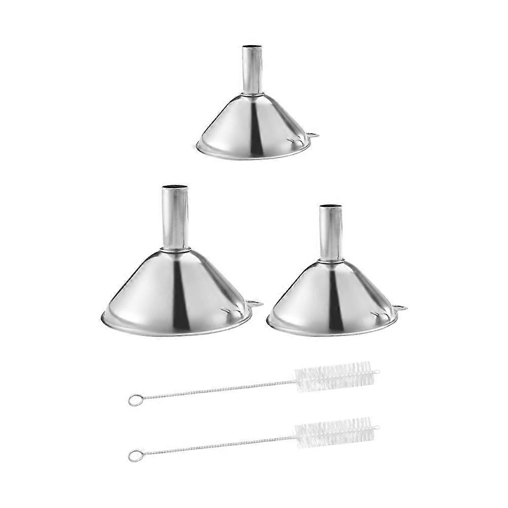 Silver Kitchen Funnel Set for Liquid Filling 3Sets with Brushes