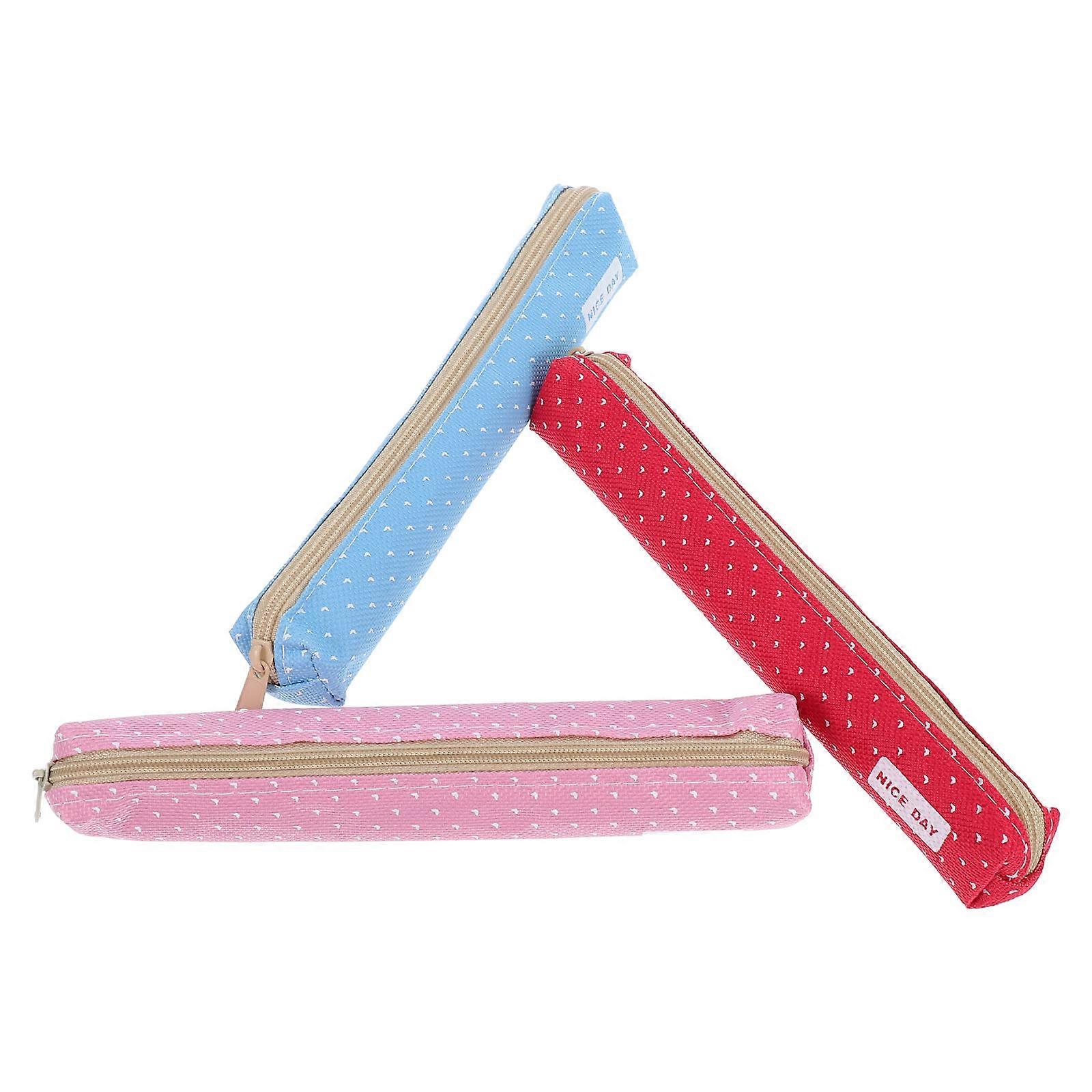 Canvas Pencil Bag for Storage Use with 15Pcs Multicolor Stationery Organizer