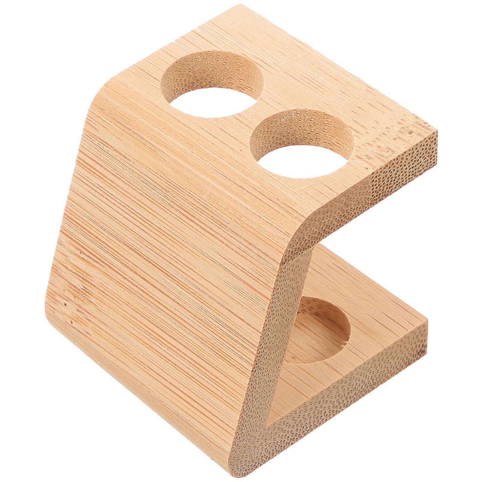 Beige Bamboo Toothbrush Holder for Storage Use Practical 2Pcs Set