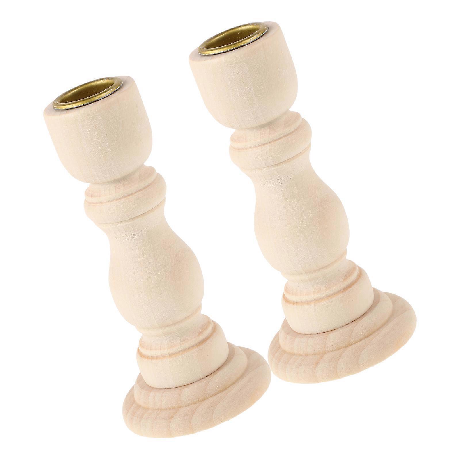 Rustic Wooden Candle Holders Roman Column for Decoration 1Pair