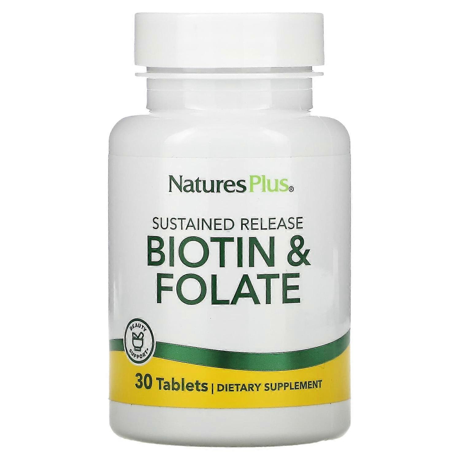 NaturesPlus, Sustained Release Biotin & Folate, 30 Tablets