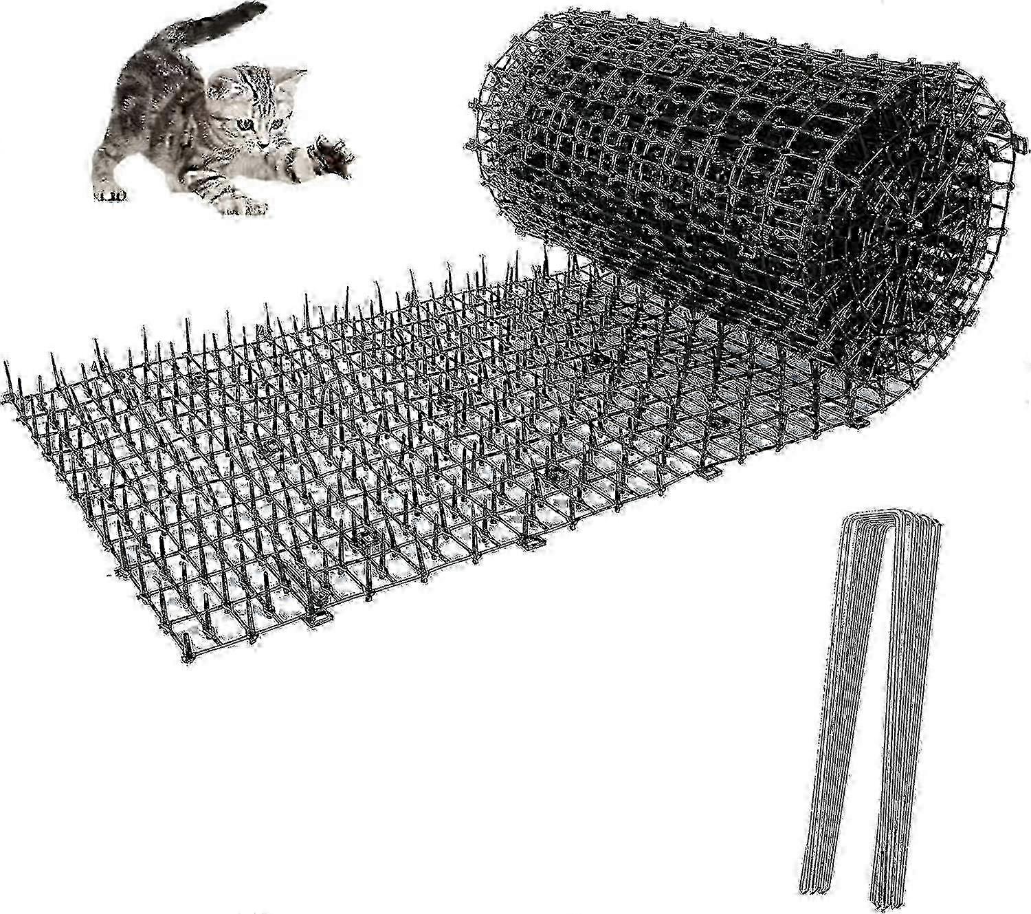 Anti-Cat Scat Mat with Spikes - 200x28cm Plastic Repellent Mat for Cats & Pets - Cat Deterrent Net with Prickle Strips_c*