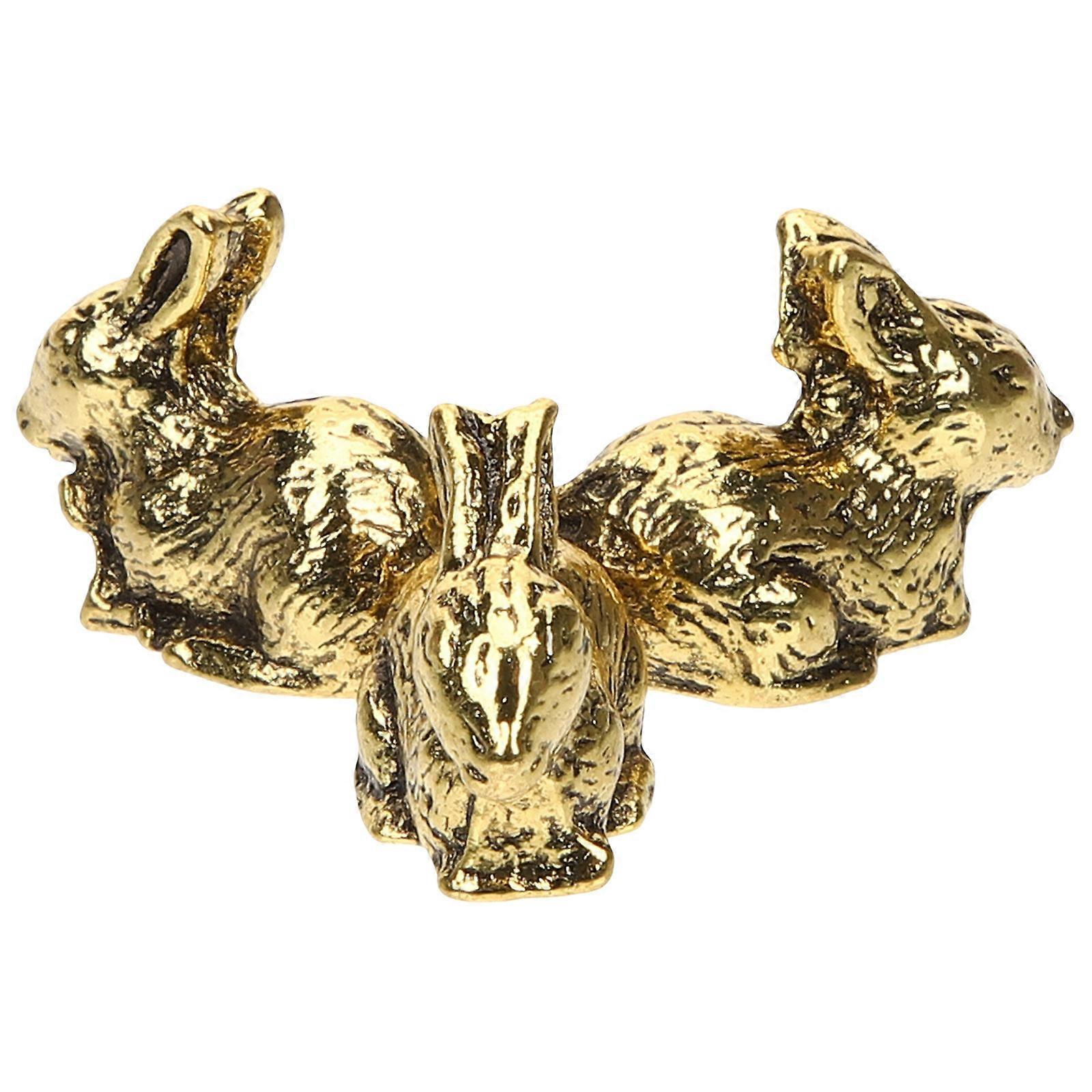 Rabbit Figurine Crystal Ball Support Base for Display 3Pcs Golden Sets