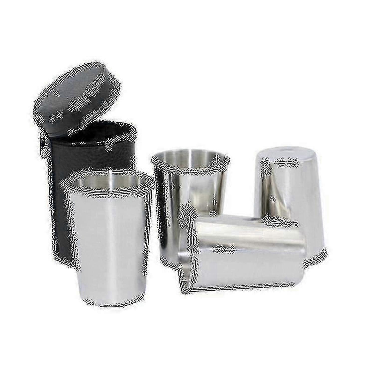 150ml الفولاذ المقاوم للصدأ 4PCS في الهواء الطلق النبيذ الزجاج مع كوب حقيبة المحمولة أكواب قابلة للتكديس