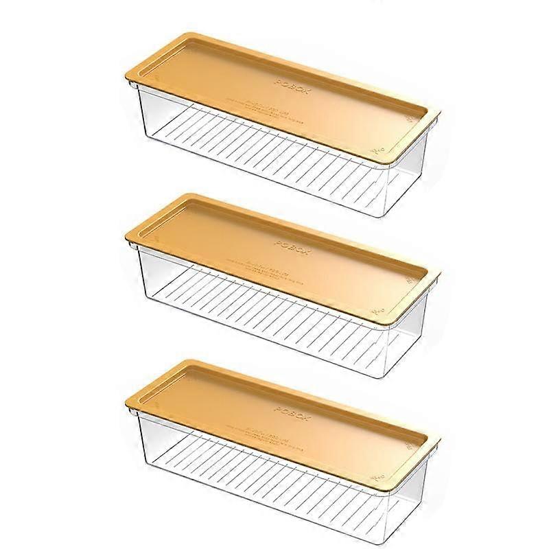 3 Stackable Spaghetti Storage Container Organizer With Portion Control Attachments, Yellow Lid, Model A1, 3Container