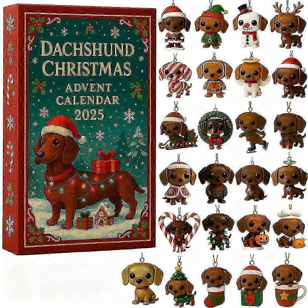 Christmas Dachshund Advent Calendar 2025,2D Flat Countdown Calendar Best
