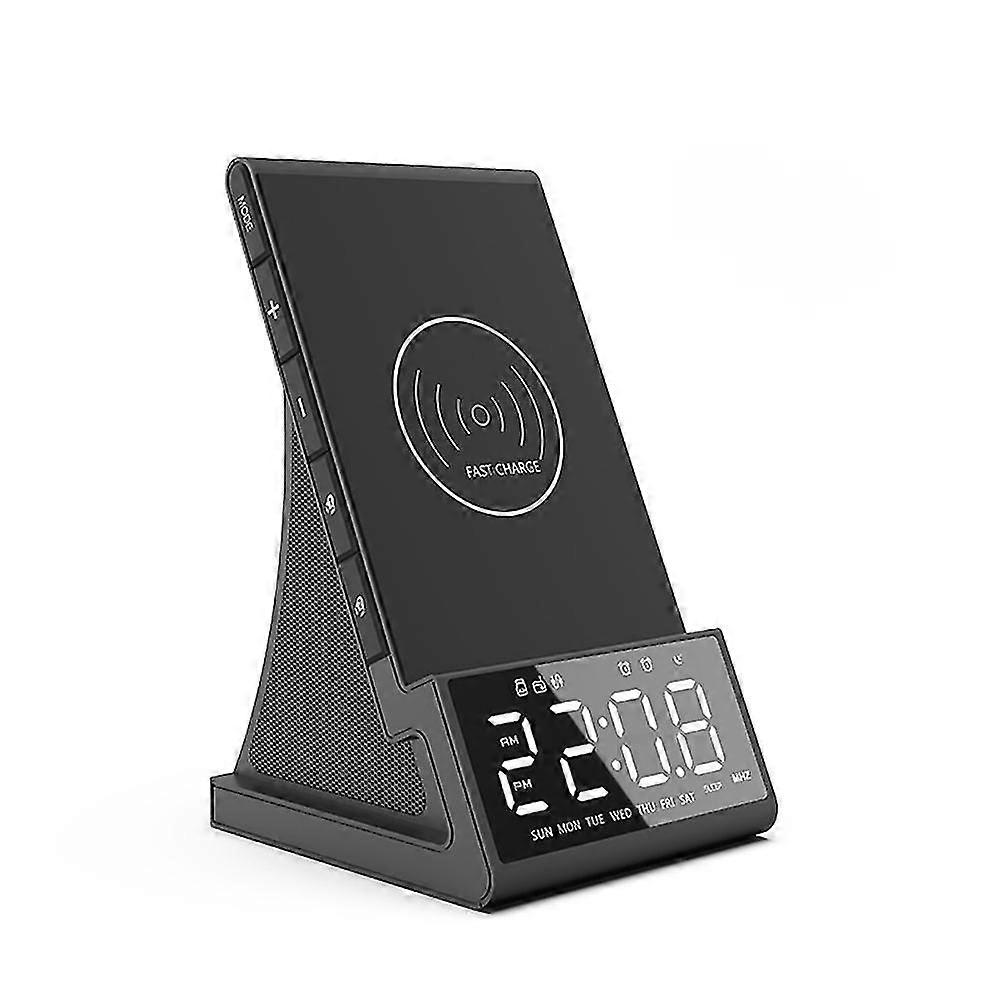 Led Alarm Clock Wireless Charging Bluetooth Speaker Alarm Clock  With Wireless Charging Dock Stand