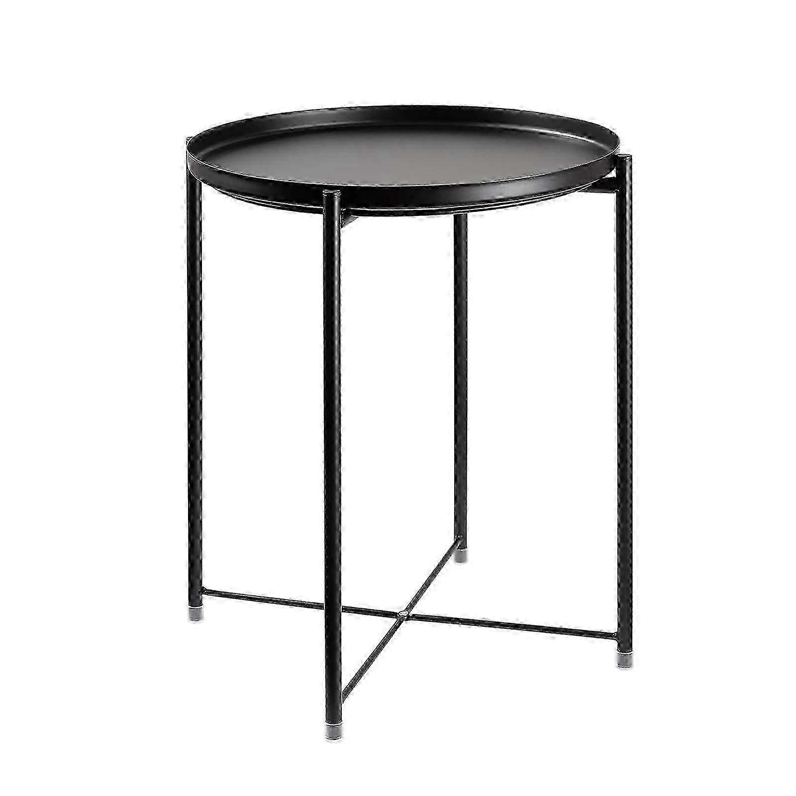 Round Metal Folding Side Table Anti-Rust for Room Living