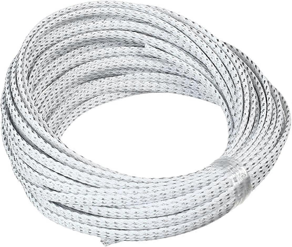 10m/32.8ft PET Expandable Braid Cable Sleeving Flexible Wire Mesh Sleeve Silver White