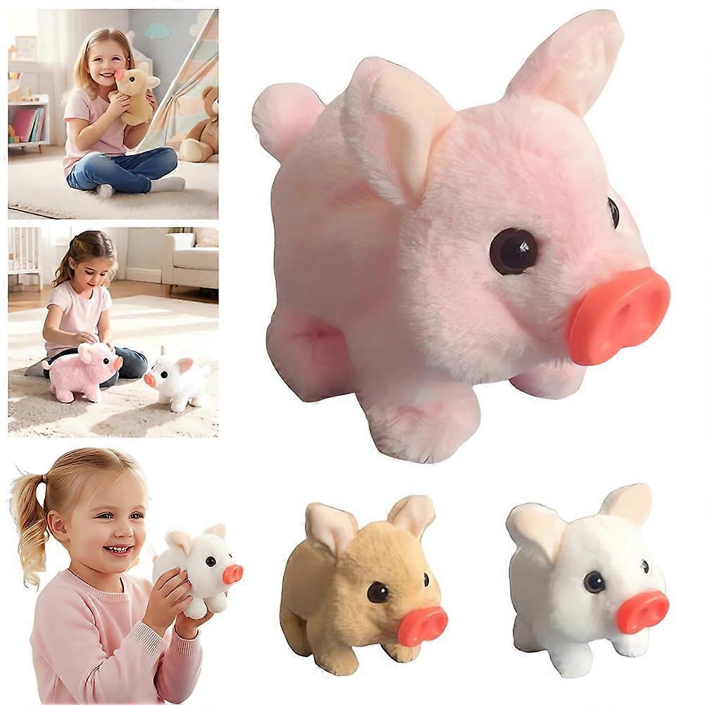 Interaktivní chodící robotická hračka prasátko se zvukem chrochtání a realistickými škubajícími ušima, elektronická plyšová hračka prasátko, dárek pro chlapce a dívky