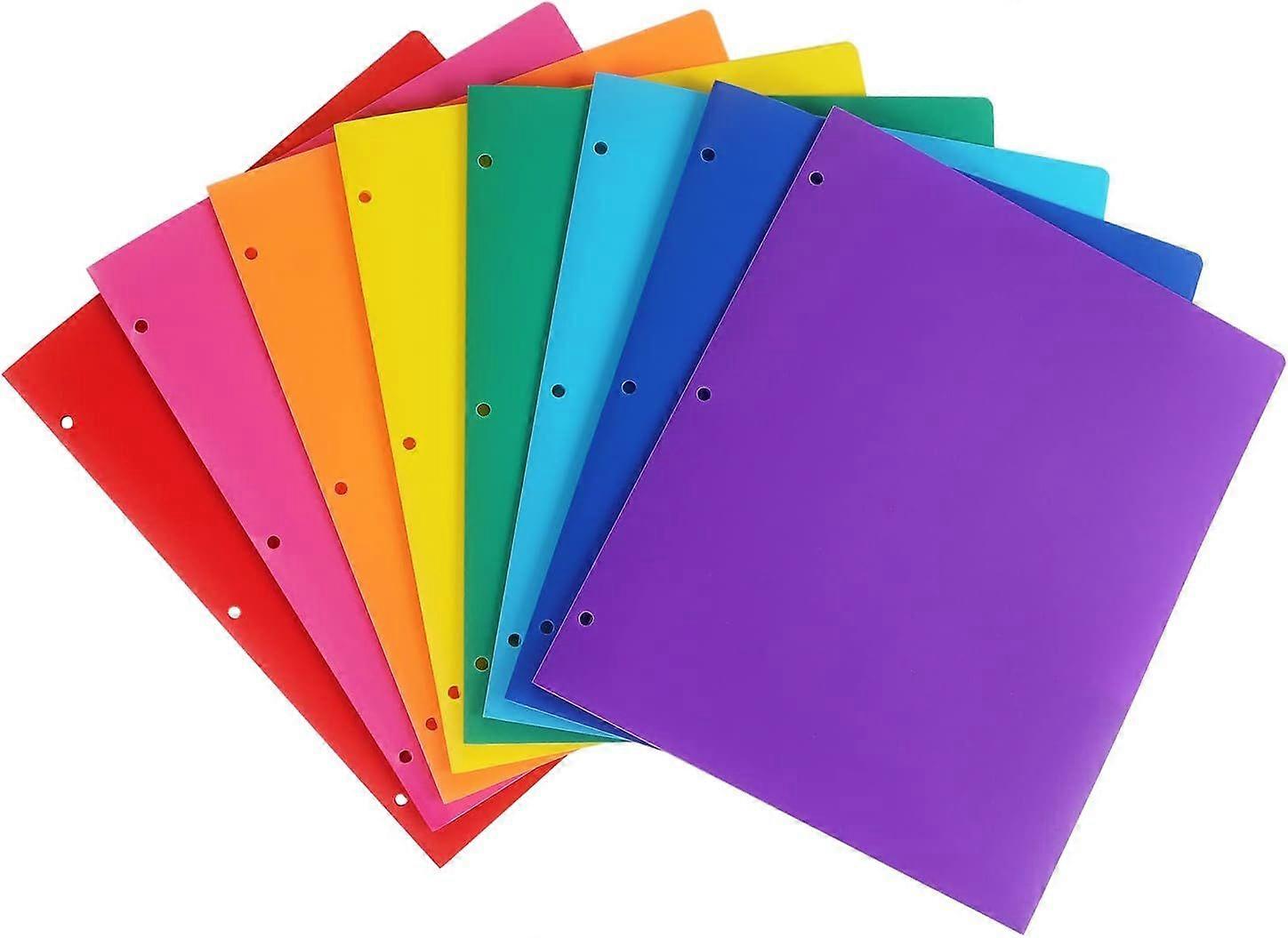 8 Pack Colored Plastic Folders Durable Heavy Duty File Folders with 2 Pockets